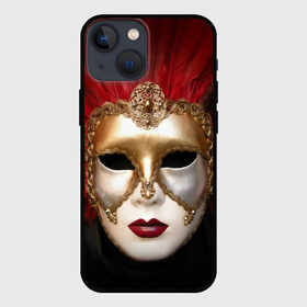 Чехол для iPhone 13 mini с принтом Венецианская маска в Рязани,  |  | венеция | италия | карнавал | красный | лицо | перья