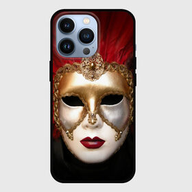 Чехол для iPhone 13 Pro с принтом Венецианская маска в Рязани,  |  | Тематика изображения на принте: венеция | италия | карнавал | красный | лицо | перья