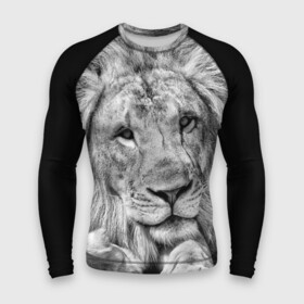 Мужской рашгард 3D с принтом Лев в Рязани,  |  | animal | black   white | king | lies | lion | look | predator | wild | взгляд | дикий | животное | зверь | лев | лежит | хищник | царь | черно   белый