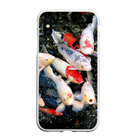 Чехол для iPhone XS Max матовый с принтом Koi Fish (карпы кои) в Рязани, Силикон | Область печати: задняя сторона чехла, без боковых панелей | Тематика изображения на принте: bright | brocade | carp | color | decorative | depth | exotic | fish | koi | koi fish | sea | water | вода | глубина | декоративные | карпы | кои | море | парчовый | рыбки | цвет | экзотические | яркий