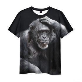 Мужская футболка 3D с принтом ЕГЭ в Рязани, 100% полиэфир | прямой крой, круглый вырез горловины, длина до линии бедер | егэ | обезьяна | шимпанзе | школа | экзамен | экзамены