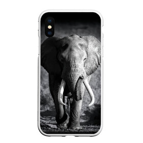 Чехол для iPhone XS Max матовый с принтом Слон в Рязани, Силикон | Область печати: задняя сторона чехла, без боковых панелей | africa | animal | big | black   white | elephant | go | road | savannah | wild | африка | большой | дикий | дорога | животное | идет | саванна | слон | черно   белый