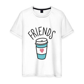 Мужская футболка хлопок с принтом best friends в Рязани, 100% хлопок | прямой крой, круглый вырез горловины, длина до линии бедер, слегка спущенное плечо. | Тематика изображения на принте: coffee | friends | hamburger | еда | кофе | парные