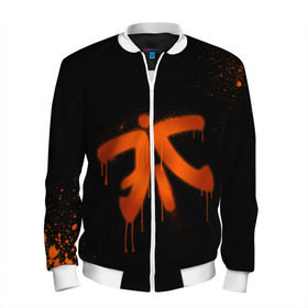 Мужской бомбер 3D с принтом cs:go - Fnatic (Black collection) в Рязани, 100% полиэстер | застегивается на молнию, по бокам два кармана без застежек, по низу бомбера и на воротнике - эластичная резинка | Тематика изображения на принте: 0x000000123 | cs | csgo | fnatic | кс | ксго | фнатик