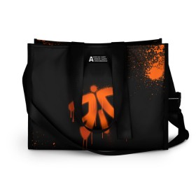 Сумка-шоппер 3D с принтом cs:go - Fnatic (Black collection) в Рязани, 100% полиэстер | застегивается на металлическую кнопку; внутренний карман застегивается на молнию. Стенки укреплены специальным мягким материалом, чтобы защитить содержимое от несильных ударов
 | 0x000000123 | cs | csgo | fnatic | кс | ксго | фнатик