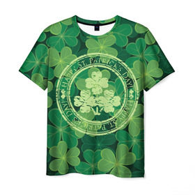 Мужская футболка 3D с принтом Ireland, Happy St. Patrick`s Day в Рязани, 100% полиэфир | прямой крой, круглый вырез горловины, длина до линии бедер | Тематика изображения на принте: background | clover | four | green | happy st. patricks day | holiday | ireland | leaf | petal | plant | print | зеленый | ирландия | клевер | лепесток | лист | печать | праздник | растение | счастливого святого патрика | фон | четыре