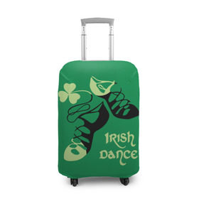 Чехол для чемодана 3D с принтом Ireland, Irish dance в Рязани, 86% полиэфир, 14% спандекс | двустороннее нанесение принта, прорези для ручек и колес | background | black | clover | dance | green | ireland | irish | petal | soft shoes | зеленый | ирландия | ирландский | клевер | лепесток | мягкая | обувь | танец | фон | черная
