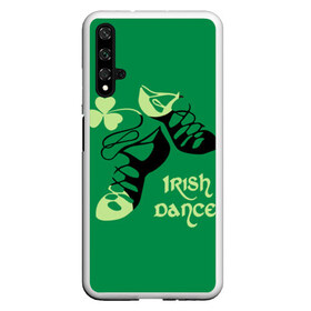 Чехол для Honor 20 с принтом Ireland Irish dance в Рязани, Силикон | Область печати: задняя сторона чехла, без боковых панелей | background | black | clover | dance | green | ireland | irish | petal | soft shoes | зеленый | ирландия | ирландский | клевер | лепесток | мягкая | обувь | танец | фон | черная