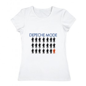 Женская футболка хлопок с принтом Depeche Mode в Рязани, 100% хлопок | прямой крой, круглый вырез горловины, длина до линии бедер, слегка спущенное плечо | дипиш | мод | рок