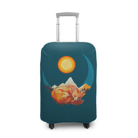 Чехол для чемодана 3D с принтом Лиса под солнцем в Рязани, 86% полиэфир, 14% спандекс | двустороннее нанесение принта, прорези для ручек и колес | animal | beast | fox | heart | love | orange | животное | зверь | лис | лиса | личиска | любовь | природа | рыжая | сердце | солнце