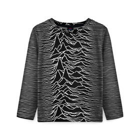 Детский лонгслив 3D с принтом Joy Division. Unknown Pleasures в Рязани, 100% полиэстер | длинные рукава, круглый вырез горловины, полуприлегающий силуэт
 | Тематика изображения на принте: joy division | альбом | волны | горы | линии | обложка | панк | рок