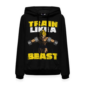 Женская толстовка 3D с принтом Train Like a Beast в Рязани, 100% полиэстер  | двухслойный капюшон со шнурком для регулировки, мягкие манжеты на рукавах и по низу толстовки, спереди карман-кенгуру с мягким внутренним слоем. | dragon ball | strong | workout | воркаут | драгон бол