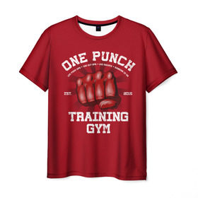 Мужская футболка 3D с принтом One Punch Gym в Рязани, 100% полиэфир | прямой крой, круглый вырез горловины, длина до линии бедер | Тематика изображения на принте: boxing | combat | fight | fighter | kickboxing | muay thai | wrestling | боец | бой | бокс | боксер | драка | кикбоксинг | май тай