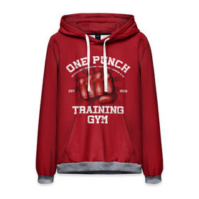 Мужская толстовка 3D с принтом One Punch Gym в Рязани, 100% полиэстер | двухслойный капюшон со шнурком для регулировки, мягкие манжеты на рукавах и по низу толстовки, спереди карман-кенгуру с мягким внутренним слоем. | Тематика изображения на принте: boxing | combat | fight | fighter | kickboxing | muay thai | wrestling | боец | бой | бокс | боксер | драка | кикбоксинг | май тай