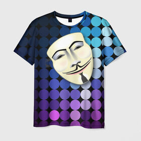 Мужская футболка 3D с принтом Анонимус в Рязани, 100% полиэфир | прямой крой, круглый вырез горловины, длина до линии бедер | Тематика изображения на принте: anonymous | www | интернет | маска | свобода | хакер