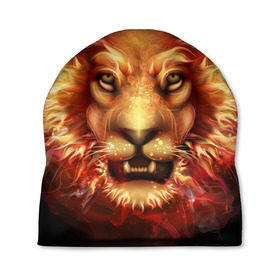 Шапка 3D с принтом Огненный лев в Рязани, 100% полиэстер | универсальный размер, печать по всей поверхности изделия | animal | fire | flame | head | lion | look | predator | взгляд | голова | животное | лев | огненный | огонь | пламя | хищник