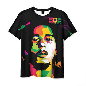 Мужская футболка 3D с принтом Ямайка, Боб Марли в Рязани, 100% полиэфир | прямой крой, круглый вырез горловины, длина до линии бедер | reggae | регги