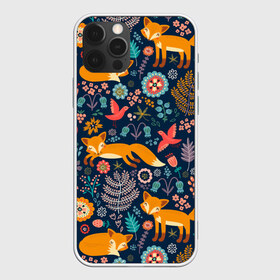Чехол для iPhone 12 Pro Max с принтом Лисички паттерн в Рязани, Силикон |  | Тематика изображения на принте: fox | животные | лиса | лисичка | лисы | осень | рыжая | фыр фыр | цветы