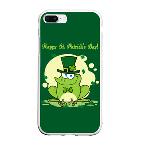 Чехол для iPhone 7Plus/8 Plus матовый с принтом Ирландия в Рязани, Силикон | Область печати: задняя сторона чехла, без боковых панелей | clover | frog | green | happy st. patricks day | ireland | irish | moon | день святого патрика | зелёная | ирландец | ирландия | клевер | луна | лягушка | счастливый | шляпа