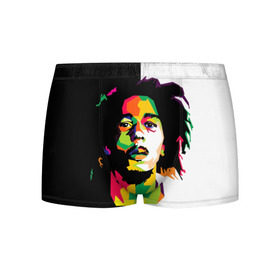 Мужские трусы 3D с принтом Bob Marley в Рязани, 50% хлопок, 50% полиэстер | классическая посадка, на поясе мягкая тканевая резинка | Тематика изображения на принте: боб марли | поп арт