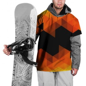 Накидка на куртку 3D с принтом Trianse Orange в Рязани, 100% полиэстер |  | Тематика изображения на принте: оранжевый | полигоны | треугольники | черный