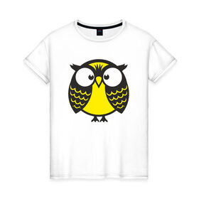 Женская футболка хлопок с принтом Совушка-сова в Рязани, 100% хлопок | прямой крой, круглый вырез горловины, длина до линии бедер, слегка спущенное плечо | 