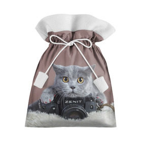 Подарочный 3D мешок с принтом Котик фотограф в Рязани, 100% полиэстер | Размер: 29*39 см | кот | котик | кошка | объектив | фотоаппарат | фотограф