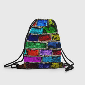 Рюкзак-мешок 3D с принтом Кирпичики в Рязани, 100% полиэстер | плотность ткани — 200 г/м2, размер — 35 х 45 см; лямки — толстые шнурки, застежка на шнуровке, без карманов и подкладки | Тематика изображения на принте: краска | потертость | яркие