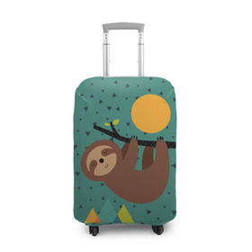 Чехол для чемодана 3D с принтом Довольный ленивец в Рязани, 86% полиэфир, 14% спандекс | двустороннее нанесение принта, прорези для ручек и колес | Тематика изображения на принте: animal | art | bear | beast | nature | sun | арт | животное | зверь | лето | медведь | мишка | природа | солнце