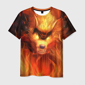 Мужская футболка 3D с принтом Fire Wolf в Рязани, 100% полиэфир | прямой крой, круглый вырез горловины, длина до линии бедер | league of legends | lol | warwick | wolf | варвик | волк | лига легенд | лол