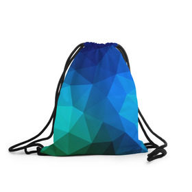 Рюкзак-мешок 3D с принтом Fight Polygon в Рязани, 100% полиэстер | плотность ткани — 200 г/м2, размер — 35 х 45 см; лямки — толстые шнурки, застежка на шнуровке, без карманов и подкладки | зеленый | полигон | синий | треугольники