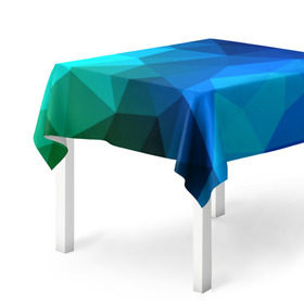Скатерть 3D с принтом Fight Polygon в Рязани, 100% полиэстер (ткань не мнется и не растягивается) | Размер: 150*150 см | зеленый | полигон | синий | треугольники
