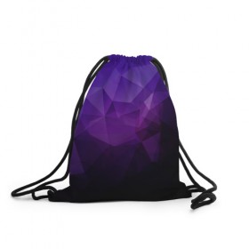 Рюкзак-мешок 3D с принтом PolyViolet в Рязани, 100% полиэстер | плотность ткани — 200 г/м2, размер — 35 х 45 см; лямки — толстые шнурки, застежка на шнуровке, без карманов и подкладки | полигон | тёмный | треугольники | фиолетовый
