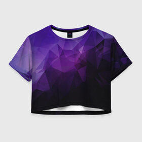 Женская футболка 3D укороченная с принтом PolyViolet в Рязани, 100% полиэстер | круглая горловина, длина футболки до линии талии, рукава с отворотами | полигон | тёмный | треугольники | фиолетовый