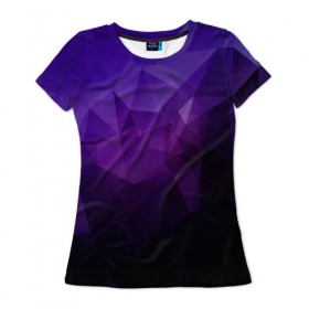 Женская футболка 3D с принтом PolyViolet в Рязани, 100% полиэфир ( синтетическое хлопкоподобное полотно) | прямой крой, круглый вырез горловины, длина до линии бедер | полигон | тёмный | треугольники | фиолетовый