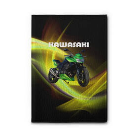 Обложка для автодокументов с принтом Kawasaki в Рязани, натуральная кожа |  размер 19,9*13 см; внутри 4 больших “конверта” для документов и один маленький отдел — туда идеально встанут права | Тематика изображения на принте: moto | байк | байкер | мото | мотогонки | мотоспорт | мотоцикл