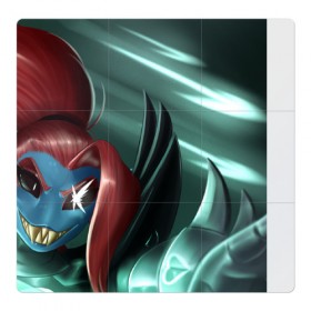 Магнитный плакат 3Х3 с принтом Undyne в Рязани, Полимерный материал с магнитным слоем | 9 деталей размером 9*9 см | 