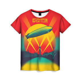 Женская футболка 3D с принтом Led Zeppelin 3 в Рязани, 100% полиэфир ( синтетическое хлопкоподобное полотно) | прямой крой, круглый вырез горловины, длина до линии бедер | led zeppelin | лед зеппелин | роберт плант