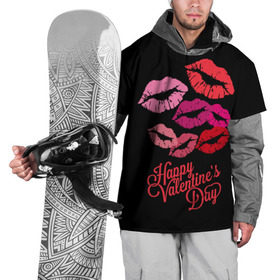 Накидка на куртку 3D с принтом Happy Valentine`s Day в Рязани, 100% полиэстер |  | 14 | february | happy valentines day | holiday | kisses | lips | love | губы | любовь | поцелуи | праздник | счастливый день святого валентина | февраль