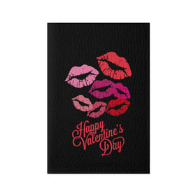 Обложка для паспорта матовая кожа с принтом Happy Valentine`s Day в Рязани, натуральная матовая кожа | размер 19,3 х 13,7 см; прозрачные пластиковые крепления | Тематика изображения на принте: 14 | february | happy valentines day | holiday | kisses | lips | love | губы | любовь | поцелуи | праздник | счастливый день святого валентина | февраль