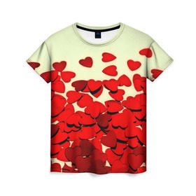 Женская футболка 3D с принтом valentine`s day в Рязани, 100% полиэфир ( синтетическое хлопкоподобное полотно) | прямой крой, круглый вырез горловины, длина до линии бедер | 14 февраля | valentines day | день влюбленных | игрушка | любовь | сердечки | сердце