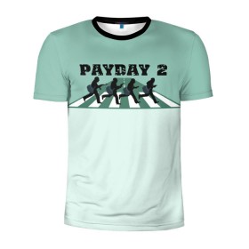 Мужская футболка 3D спортивная с принтом Payday 2 в Рязани, 100% полиэстер с улучшенными характеристиками | приталенный силуэт, круглая горловина, широкие плечи, сужается к линии бедра | game | payday | payday 2 | игра | игрок | компьютерные игры | маски