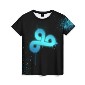 Женская футболка 3D с принтом cs:go - Cloud 9 (Black collection) в Рязани, 100% полиэфир ( синтетическое хлопкоподобное полотно) | прямой крой, круглый вырез горловины, длина до линии бедер | cloud9 | cs | csgo | го | кс