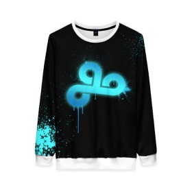 Женский свитшот 3D с принтом cs:go - Cloud 9 (Black collection) в Рязани, 100% полиэстер с мягким внутренним слоем | круглый вырез горловины, мягкая резинка на манжетах и поясе, свободная посадка по фигуре | Тематика изображения на принте: cloud9 | cs | csgo | го | кс