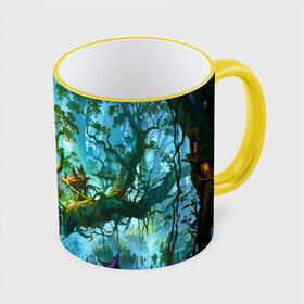 Кружка 3D с принтом Fantasy art в Рязани, керамика | ёмкость 330 мл | art | bright | color | creative | fairy | fantasy | forest | home | landscape | paint | painting | town | азия | город | деревьях | дома | искусство | картина | китай | краски | лес | лучи | на | пагоды | пейзаж | сказочный | солнце | творчество