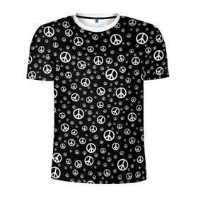 Мужская футболка 3D спортивная с принтом Peace Symbol в Рязани, 100% полиэстер с улучшенными характеристиками | приталенный силуэт, круглая горловина, широкие плечи, сужается к линии бедра | love | peace | symbol | знак | любовь | мир | пацифик | пацифика | сигнал | символ | хиппи
