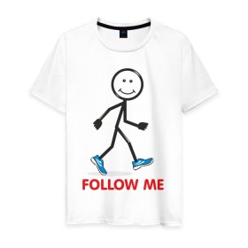 Мужская футболка хлопок с принтом Follow me в Рязани, 100% хлопок | прямой крой, круглый вырез горловины, длина до линии бедер, слегка спущенное плечо. | 