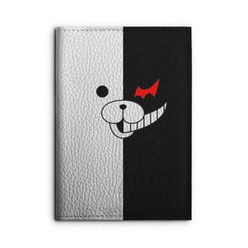 Обложка для автодокументов с принтом Monokuma в Рязани, натуральная кожа |  размер 19,9*13 см; внутри 4 больших “конверта” для документов и один маленький отдел — туда идеально встанут права | Тематика изображения на принте: danganronpa | monokuma | данганронпа