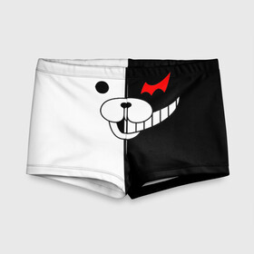 Детские купальные плавки 3D с принтом Monokuma чернобелый в Рязани, Полиэстер 85%, Спандекс 15% | Слитный крой, подклад по переду изделия, узкие бретели | Тематика изображения на принте: danganronpa | monokuma | данганронпа