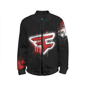 Детский бомбер 3D с принтом cs:go - Faze clan (Black collection) в Рязани, 100% полиэстер | застегивается на молнию, по бокам два кармана без застежек, мягкие манжеты, по низу бомбера и на воротнике — эластичная резинка | Тематика изображения на принте: black | clan | csgo | faze | ксго | фейз